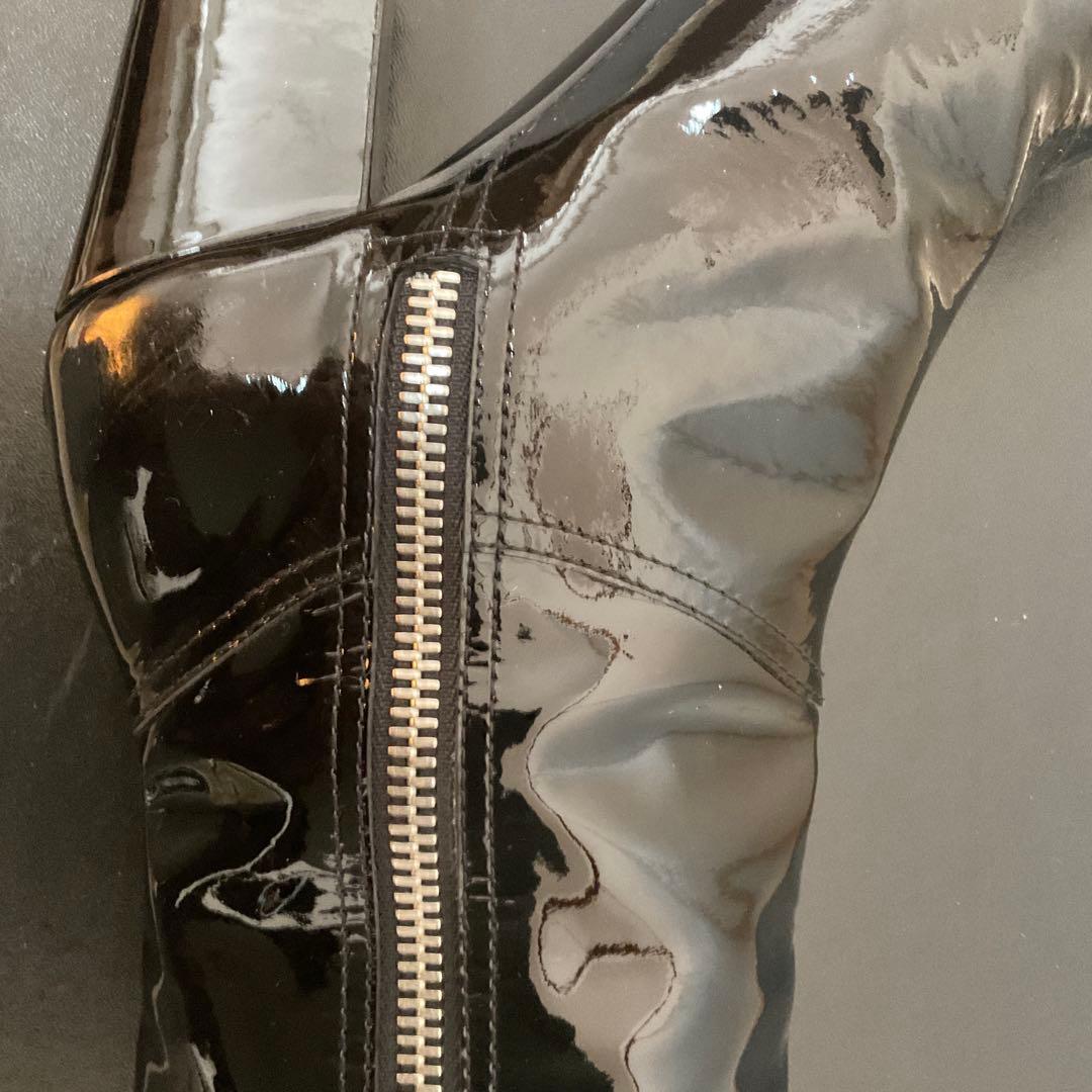 専用CHANEL ブラック パテントレザー ロングブーツ３７(23、5〜24cm