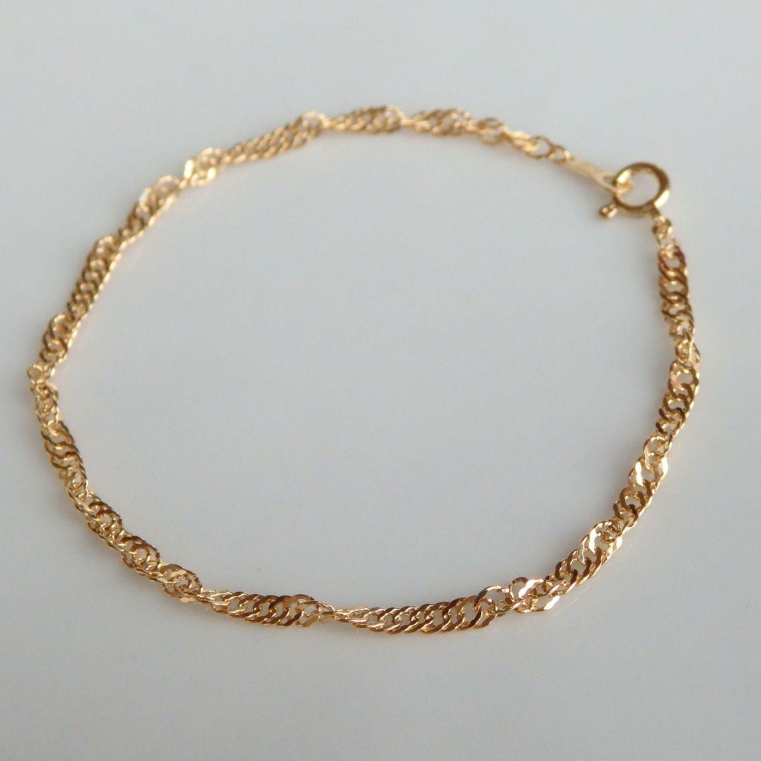 ponyo　k18ブレスレットアンクレット　スクリューチェーン　2.4㎜幅
