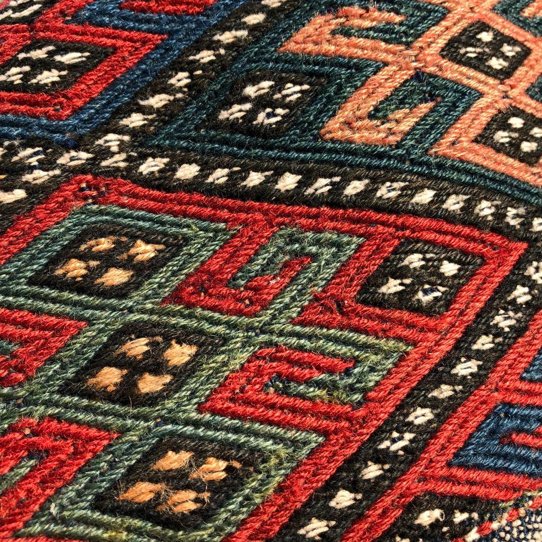 アンティーク/オールド? 塩袋 キリム&ジジム? 手織り トライバルラグ