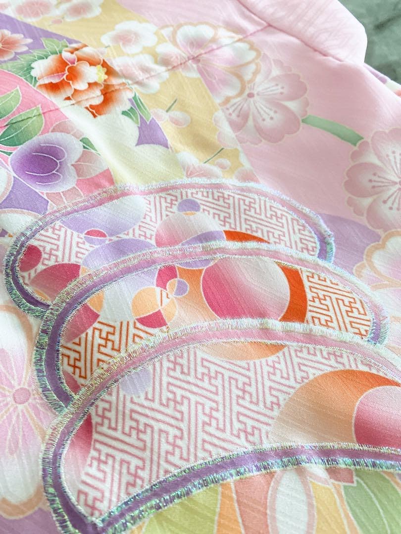 新品即納♥式部浪漫　四つ身着物単品　源氏香に束熨斗　桃色