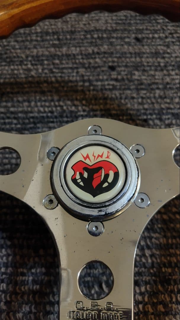 OBA ウッド製 ステアリング 約32.5cm ボス、ホーンスイッチ付き