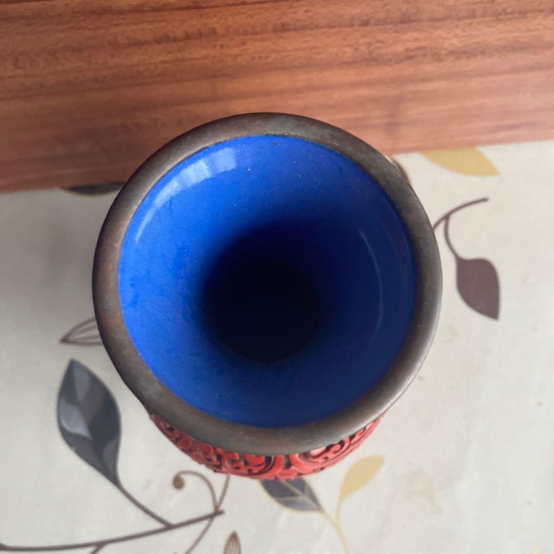 中国美術 花瓶 壷　彫漆　中国伝統工芸　 アンティーク　骨董品