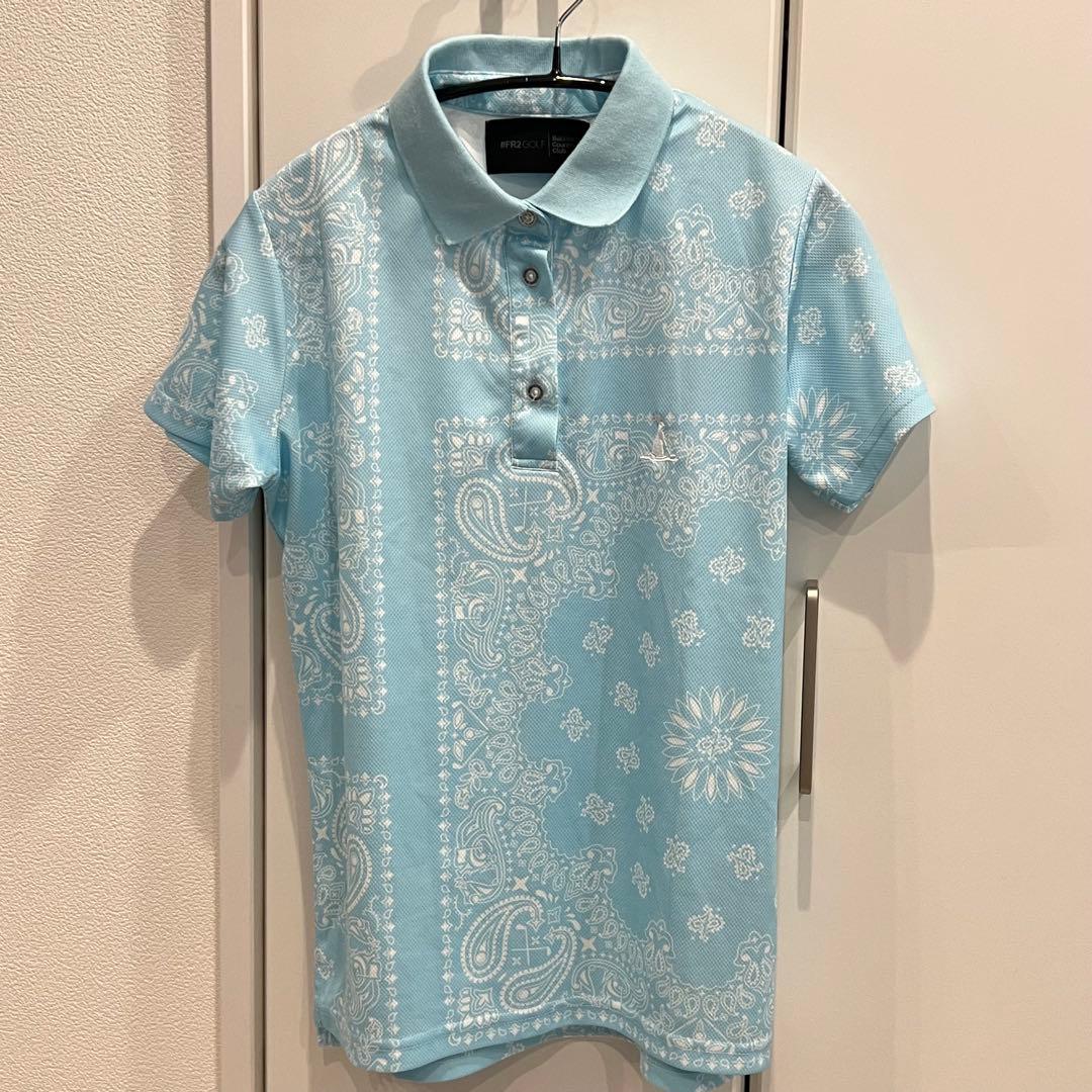 【レア】#FR2 GOLF ゴルフ ポロシャツ 水色 ロゴ Mサイズ