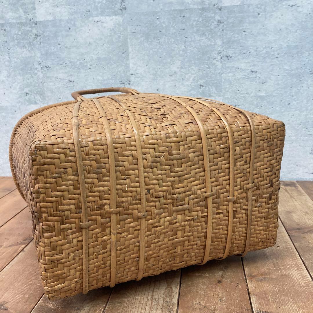 ヴィンテージ 竹かご 籠 カゴ かごバッグ 大きめ 大容量 バッグ バスケット