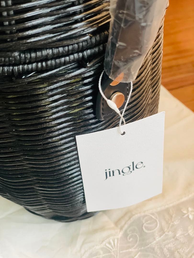 jingle どんぐりラタンバッグ　girlish カゴバック　リボン付き