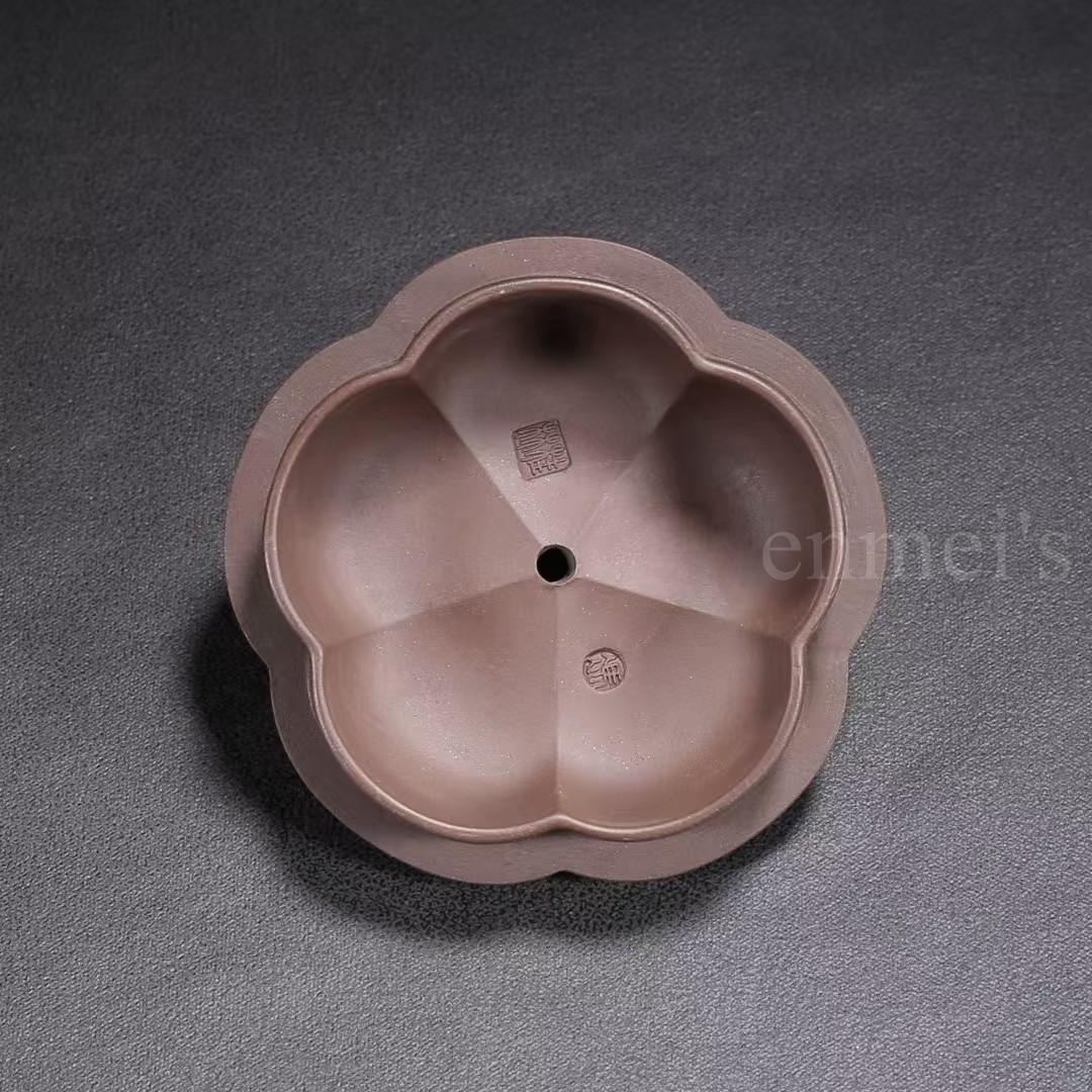 中国古美術・原鉱紫泥合梅紫砂壺・底款：馮桂林・紫砂壺・急須・茶壺・茶道具・置物