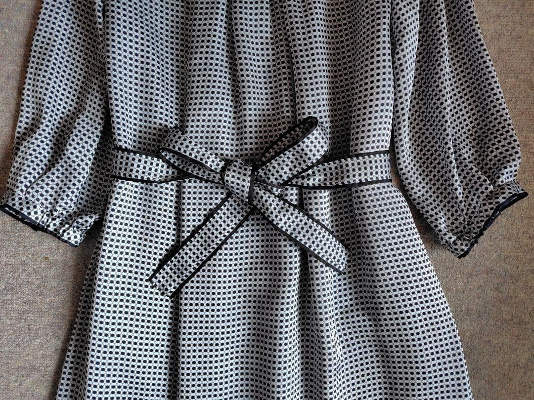 新品　 AMACA アマカ　アバカスドットプリントワンピース40薄灰46200円