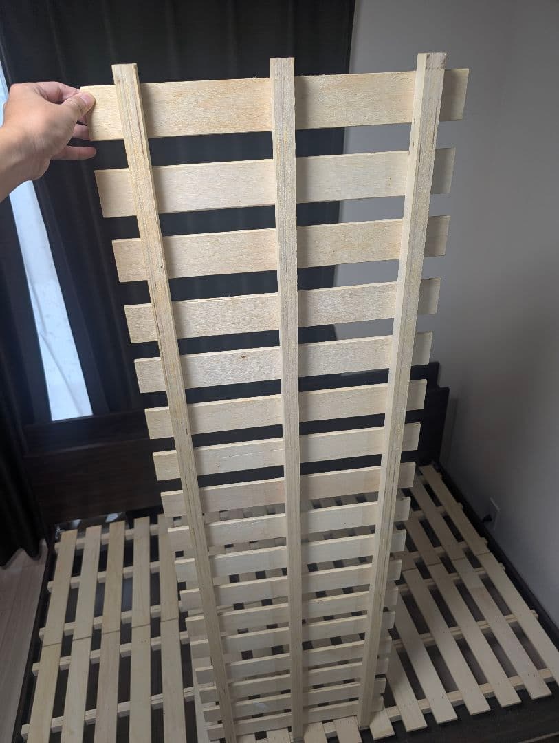 木製クイーンベッドフレーム ダークブラウン