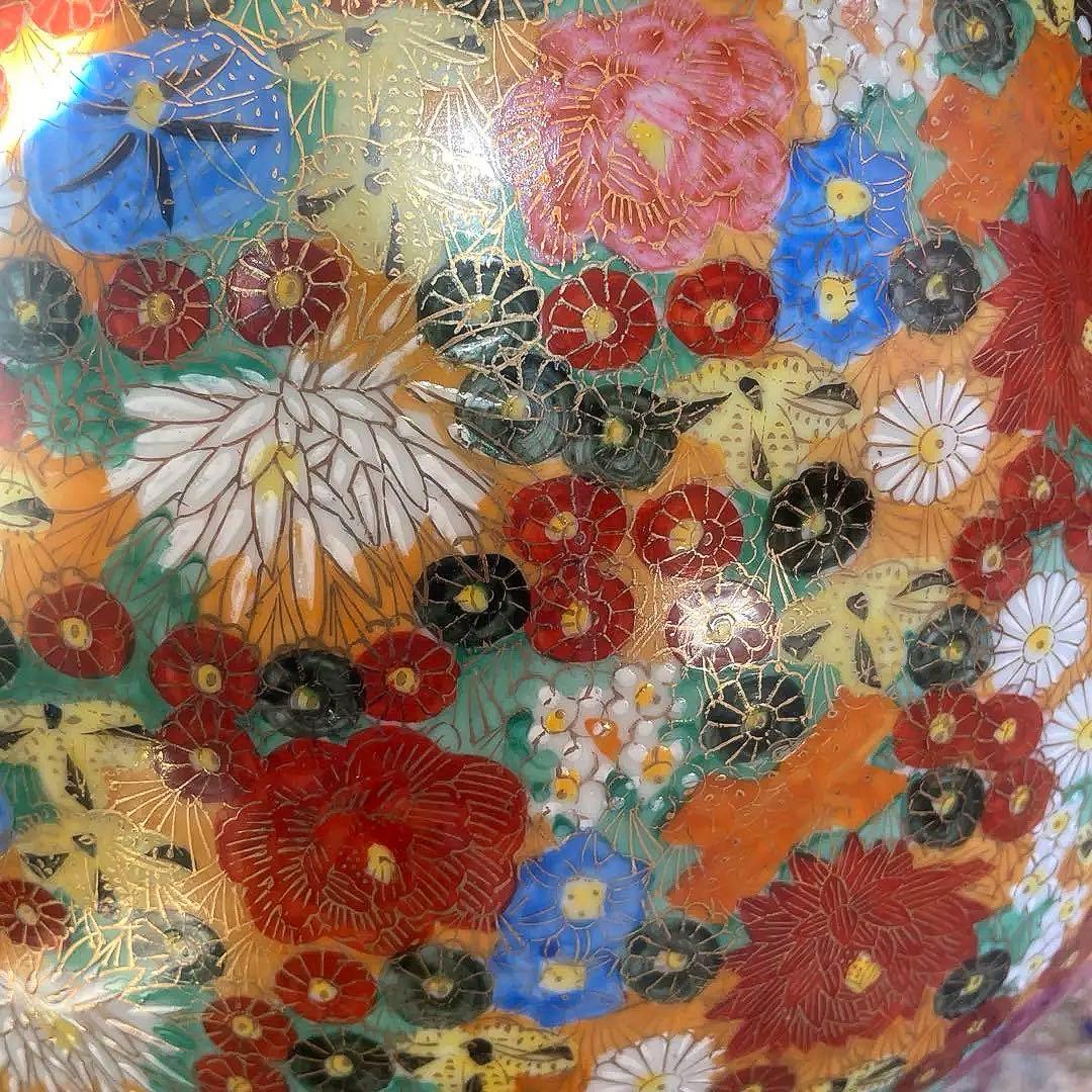 九谷焼　金彩　色絵　大きな壺　花器