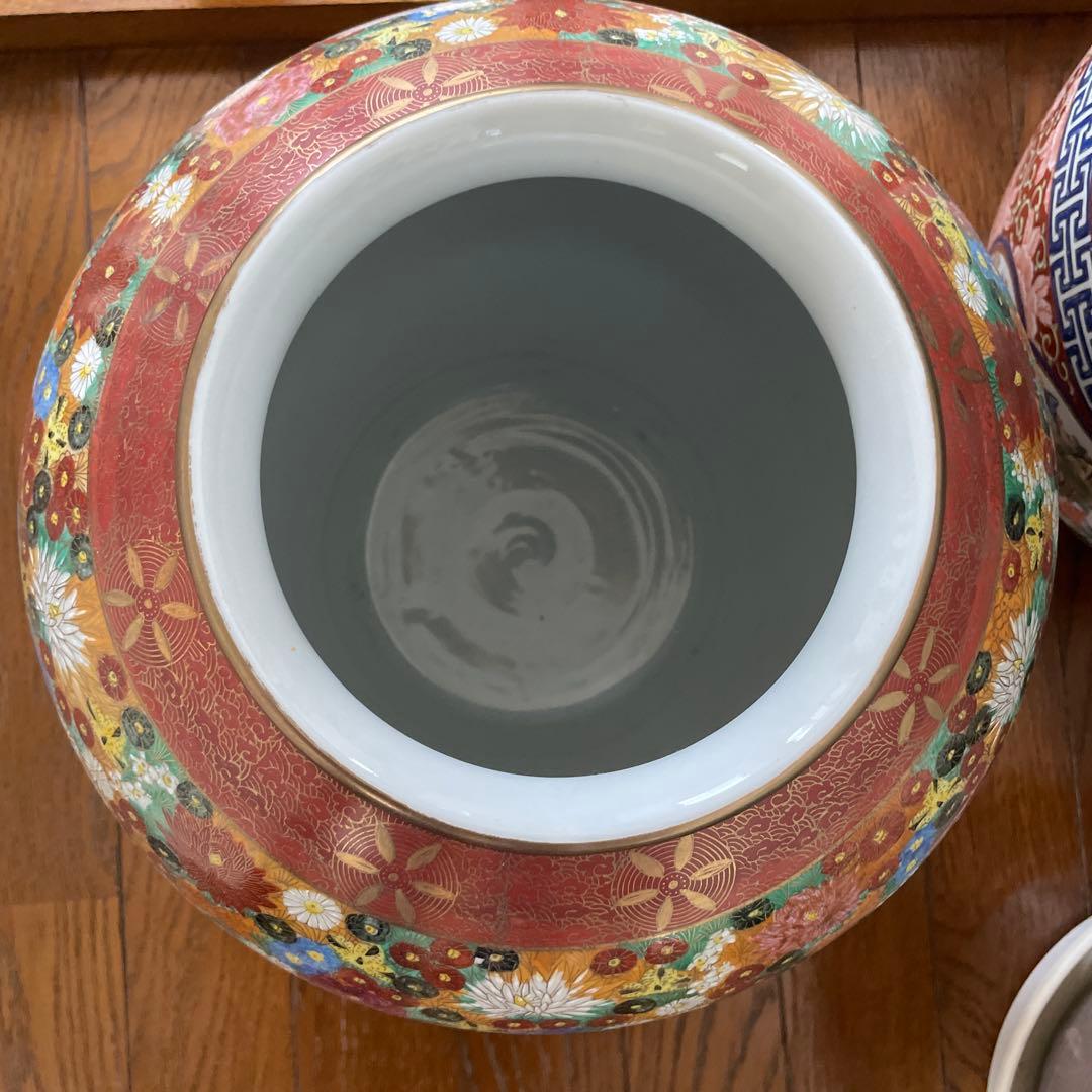 九谷焼　金彩　色絵　大きな壺　花器