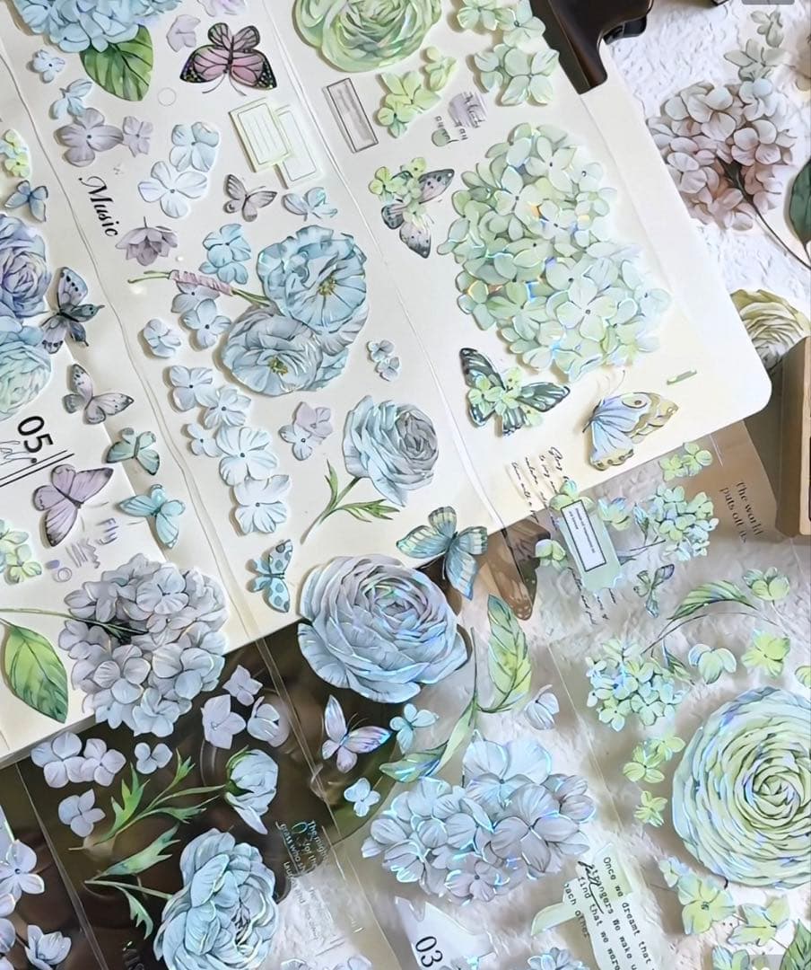 林野间《绣花信·蓝》海外マスキングテープ　マステ 【2466】