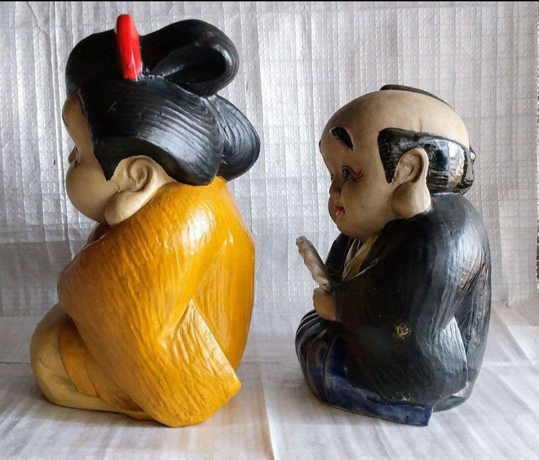福助さん 福さん 福寿夫婦 置物 縁起物 中古