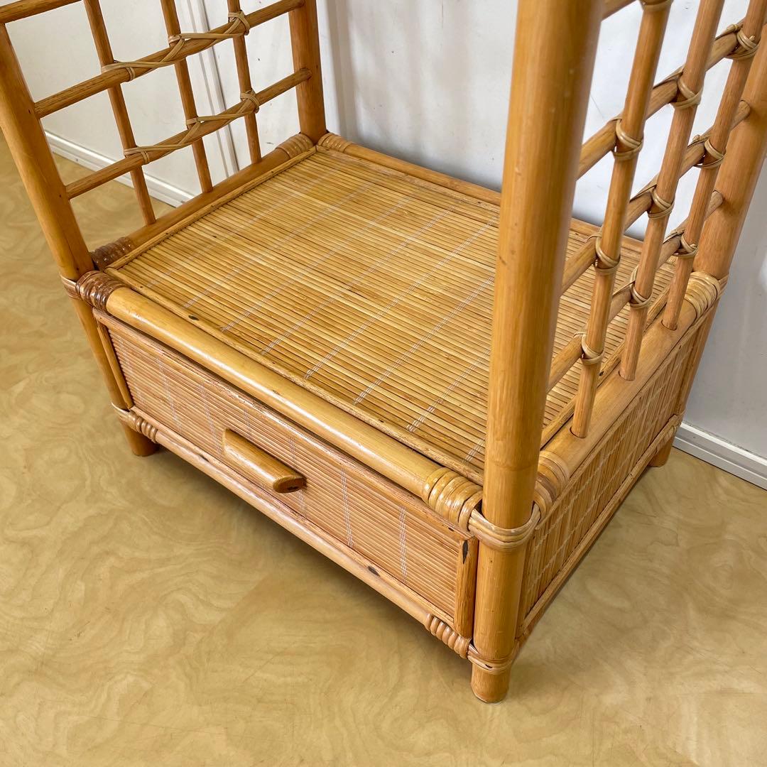 籐ラタン アーチ型 ハンガーラック コートハンガー 引き出し ビンテージ