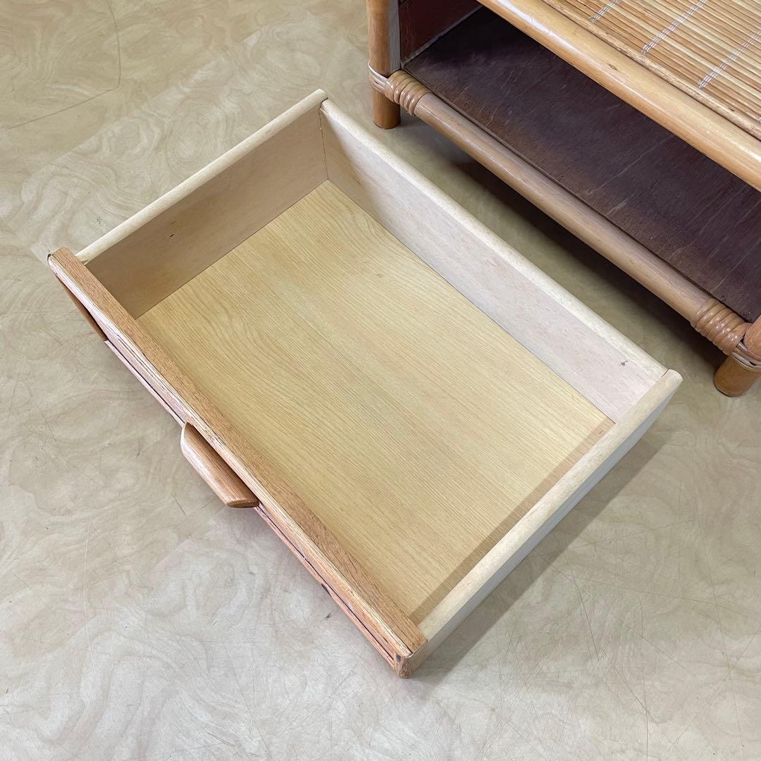 籐ラタン アーチ型 ハンガーラック コートハンガー 引き出し ビンテージ