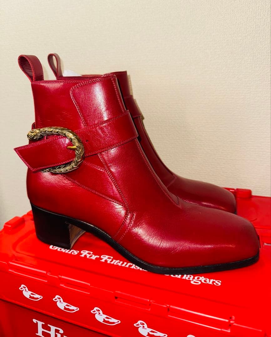 【ポールカージー】ミケーレ グッチ タイガーバックル ヒールブーツ