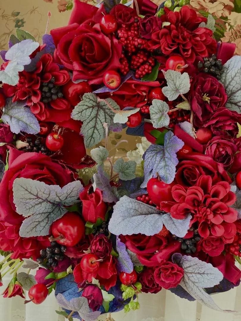 ロココポインセチアローズアーティフィシャル flowerリース豪華なデザイン