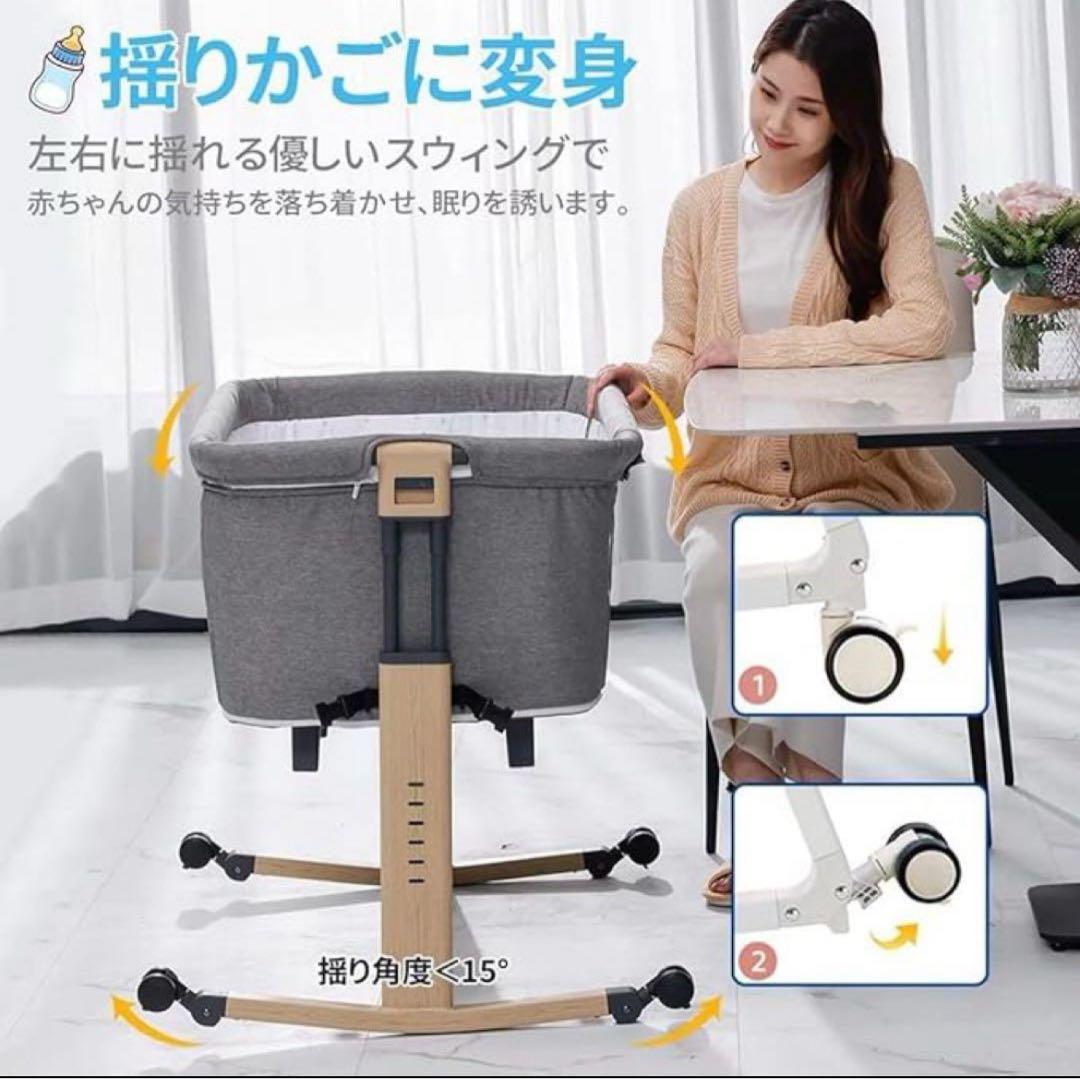 新品正規品HZDMJベビーベッド 添い寝折りたたみハイローベッド08C-Gグレー