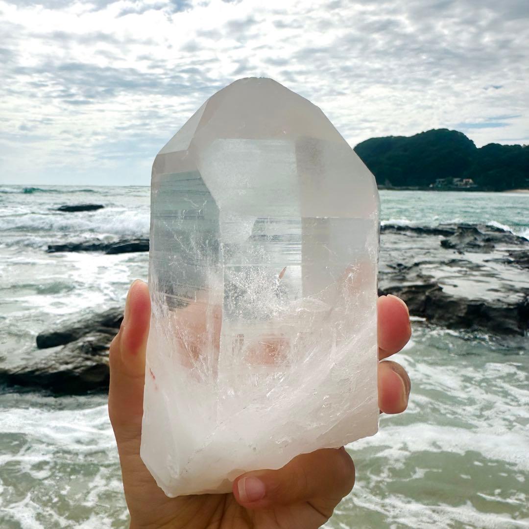 【水晶　ロック クリスタル】　バーコード入り　ビッグポイント　⑤