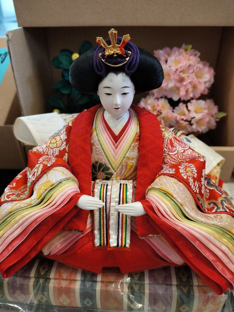 吉徳 雅工房桐箱入 京都西陣特選東帯十二単　刺繍親王飾り