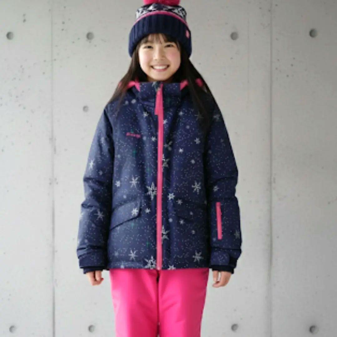 美品 Phenixスキーウェア 女の子 上下 140 130 雪結晶☆紺ピンク