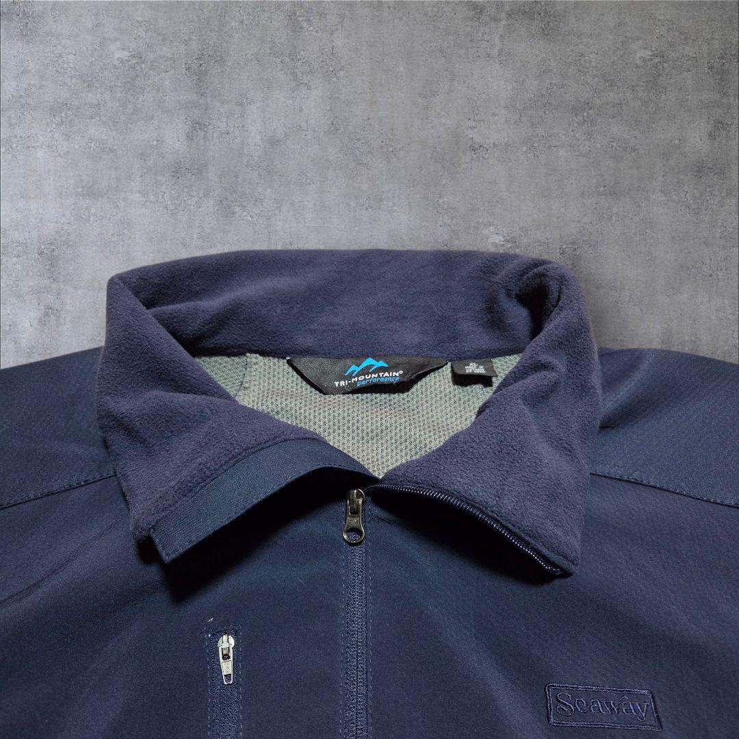 希少Tri-MountainソフトシェルジャケットSeaway企業ネイビードロコ