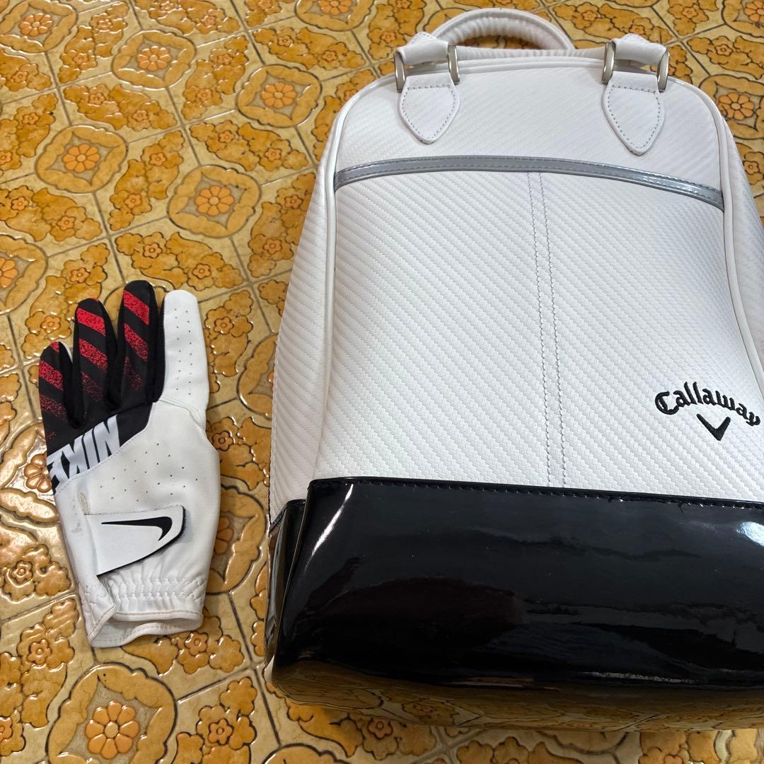 Callaway ゴルフシューズバック　ホワイト/ブラック　ゴルフグローブ、他