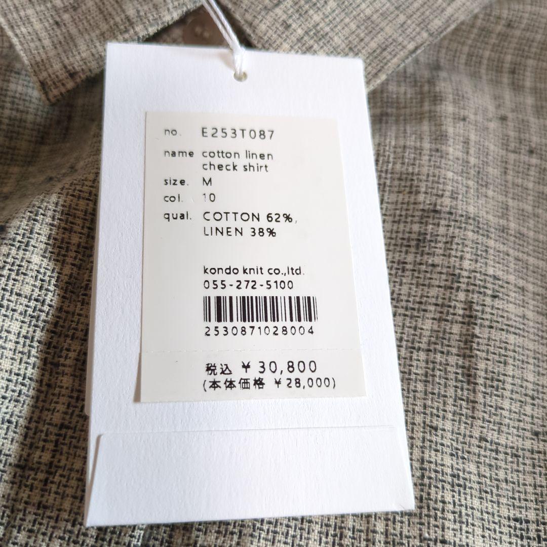 2025年 evam evaコットンリネン　チェックシャツ　30,800円