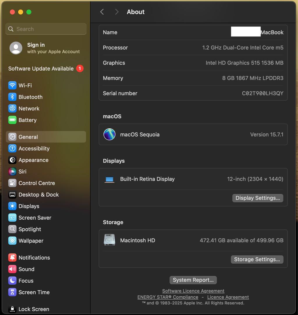 MacBook本体 MacBook Retina A1534 Early2016 m5/8/512