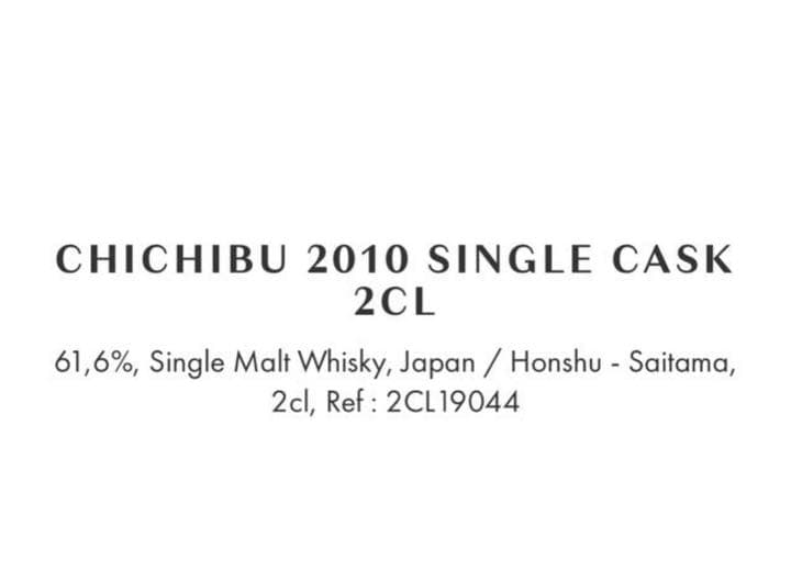 ウイスキー CHICHIBU 2010 SINGLE CASK 2CL