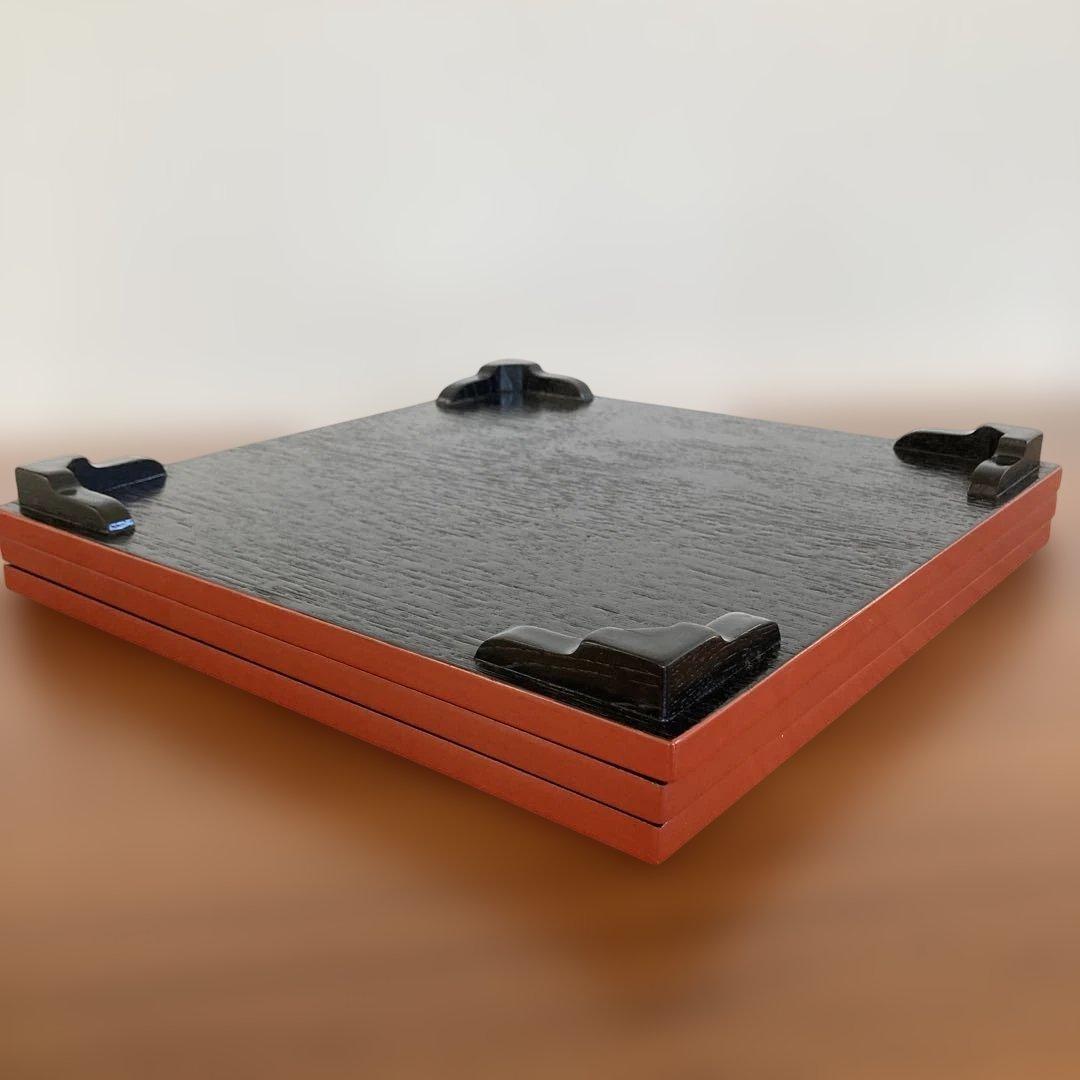 茶道具　更好棚　玄々斎好　桐材　黒掻合塗爪紅