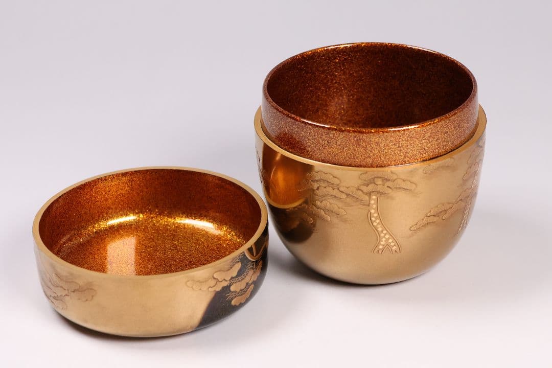 MA583 茶道具 一后一兆作 塩釜蒔絵 棗 保証品 共箱・共布・作歴 / 梨地