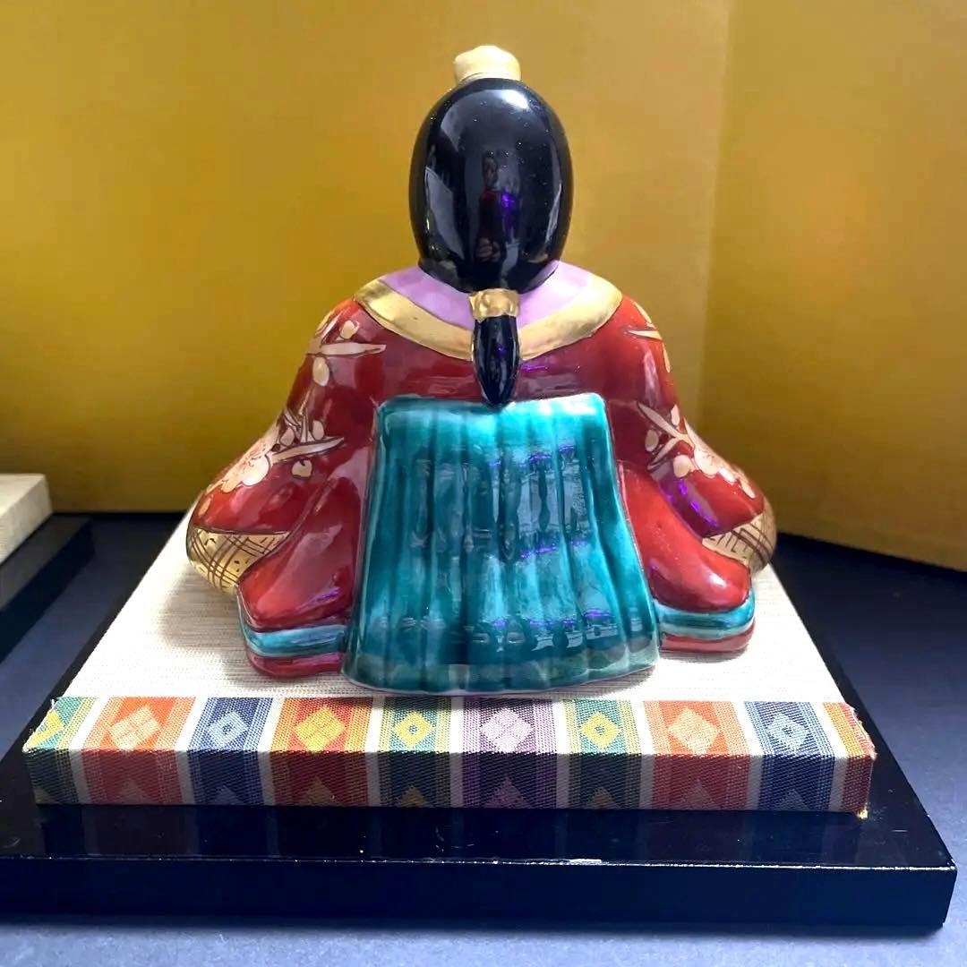 九谷焼 長峰窯 雛人形　 屏風/敷物/立札付き