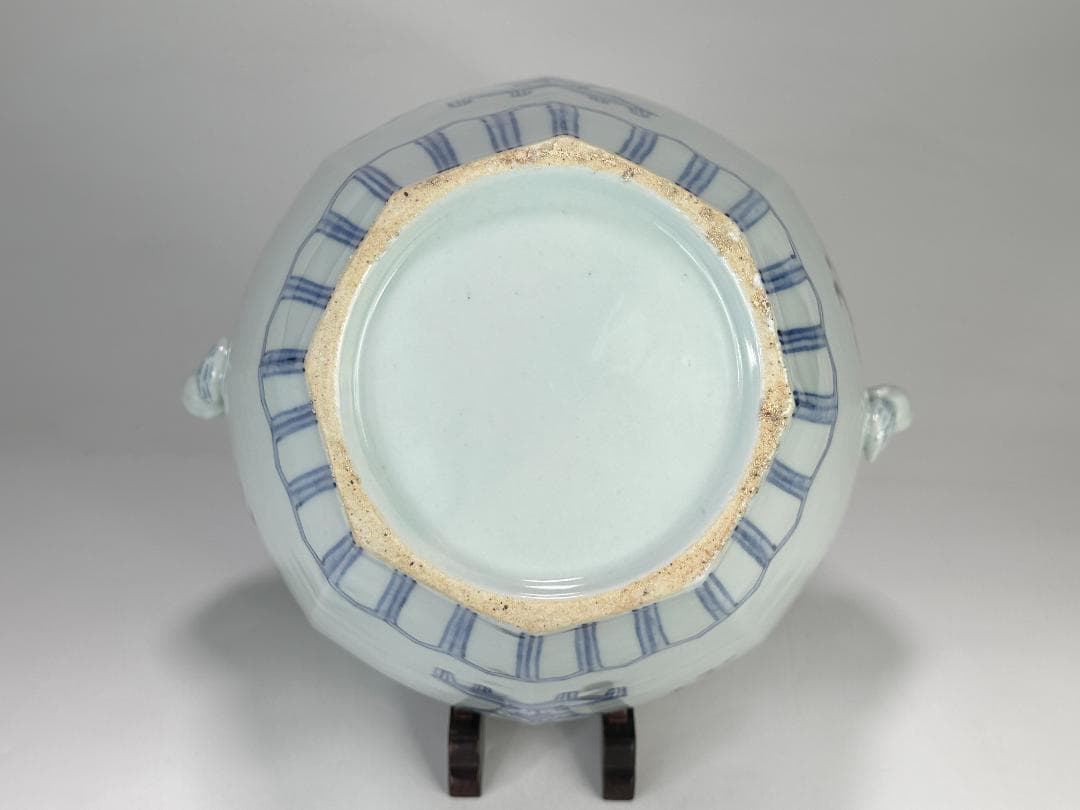 韓国美術　韓国人間国宝　安東五　白磁器　獣耳辰砂染付大花瓶　共箱