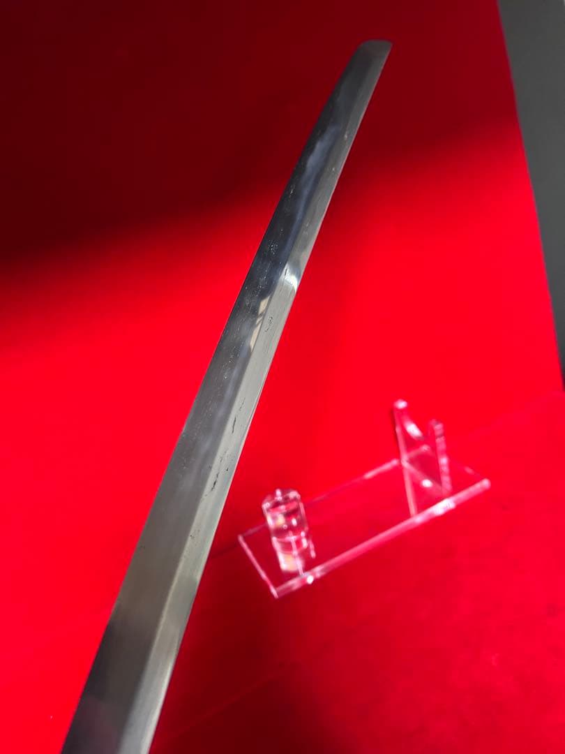 01568 包丁　マグロ包丁　先丸型　両刃　玉鋼　刃文有り　地肌有り　未使用品