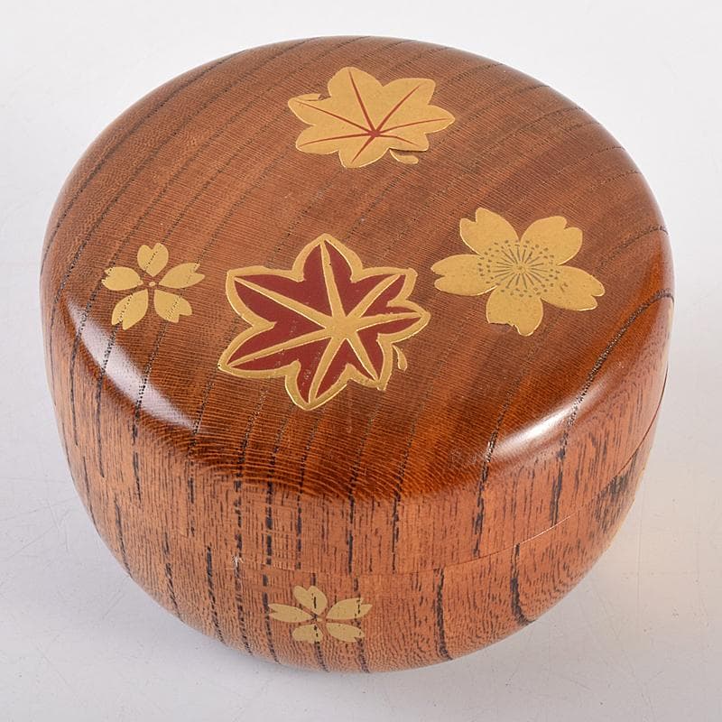 茶道具　雲錦蒔絵　木地棗　裏千家十一代精中宗室（玄々斎）極め箱　M　R7663