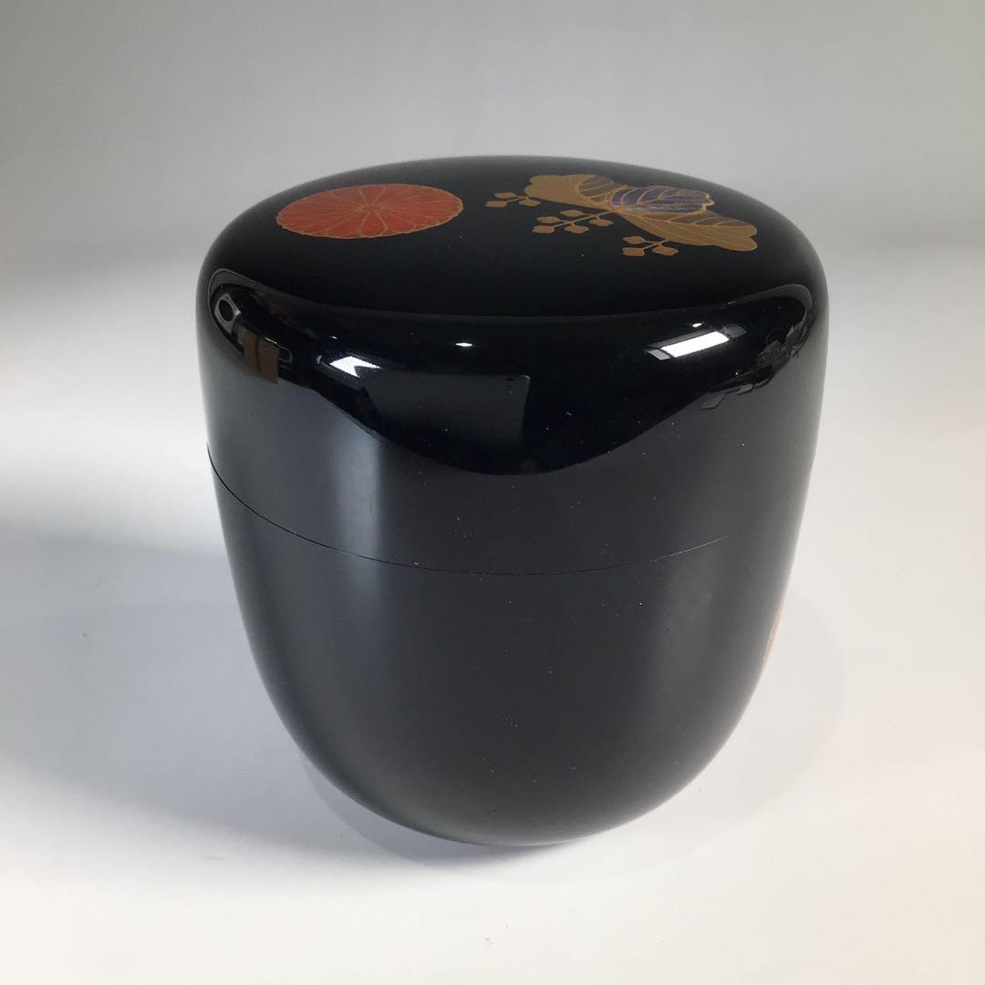 Ｍ９３０　棗　『中川秀甫作』『黒漆塗』『高台寺蒔絵』『中棗』　共箱　茶道具