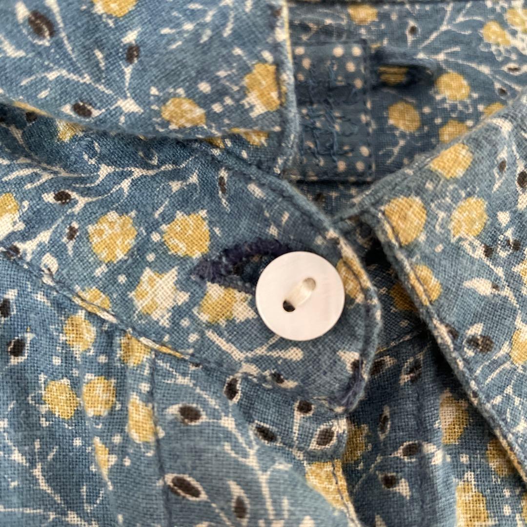 キャリコ アジュラック染め ルーズブラウス ミモザ柄 インド