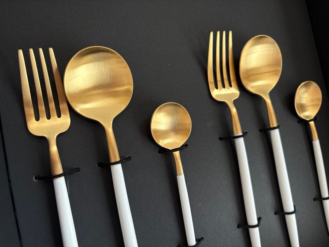 ✨新品✨【Cuppol 】ゴールド×ホワイト　カトラリーセット 6点