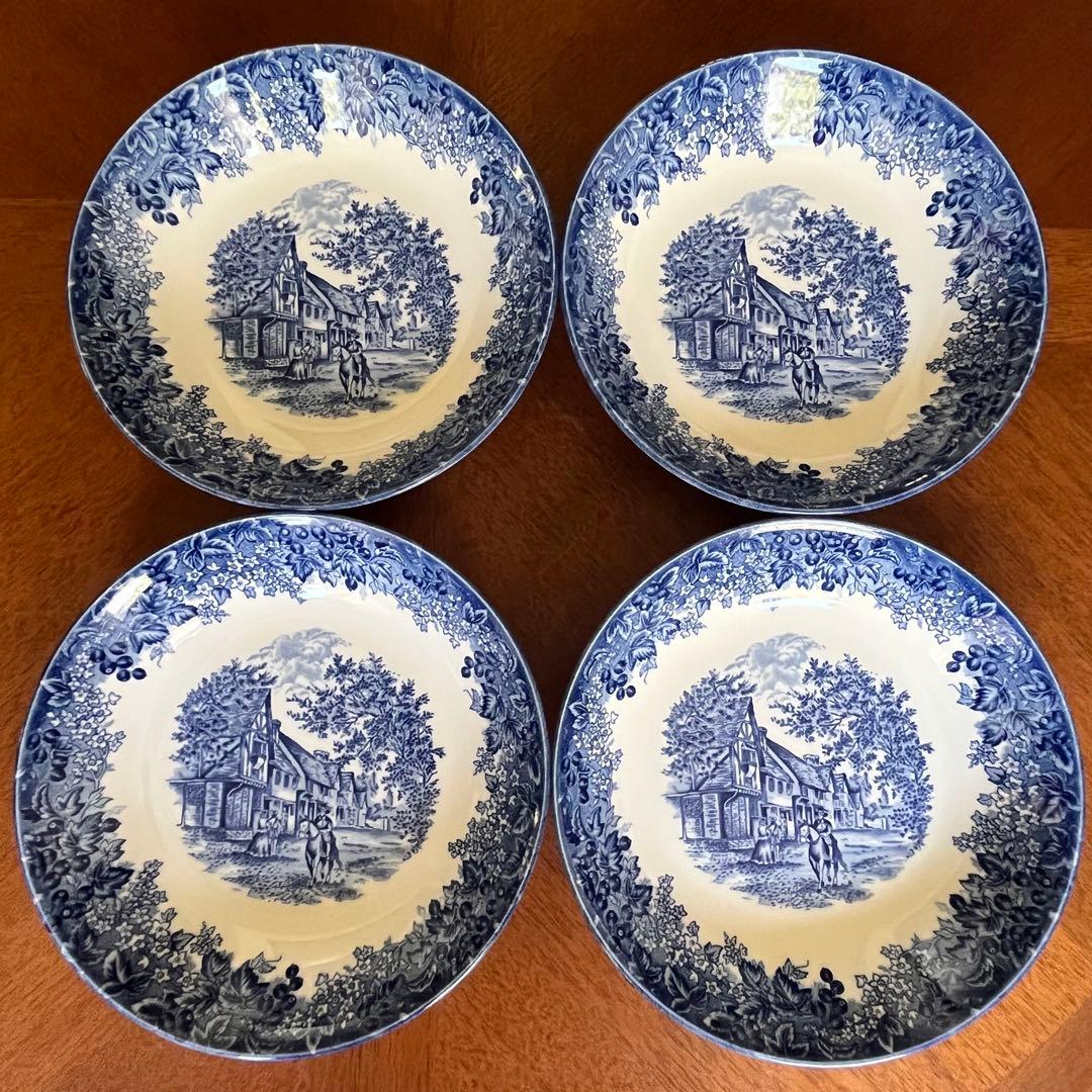 【美品】英国製　ウェッジウッド★ロマンチックイングランド★深皿　4枚