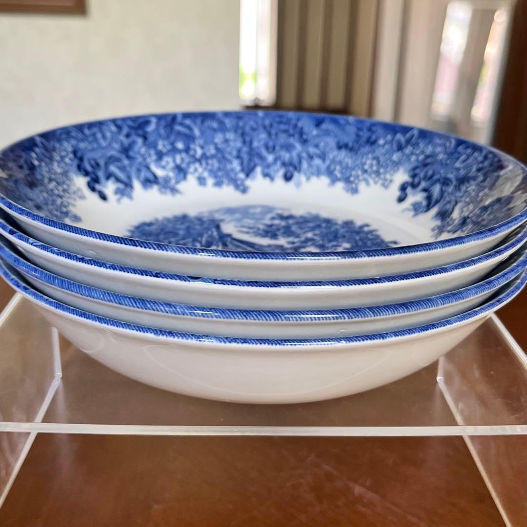 【美品】英国製　ウェッジウッド★ロマンチックイングランド★深皿　4枚