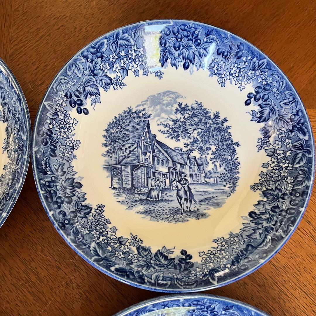 【美品】英国製　ウェッジウッド★ロマンチックイングランド★深皿　4枚