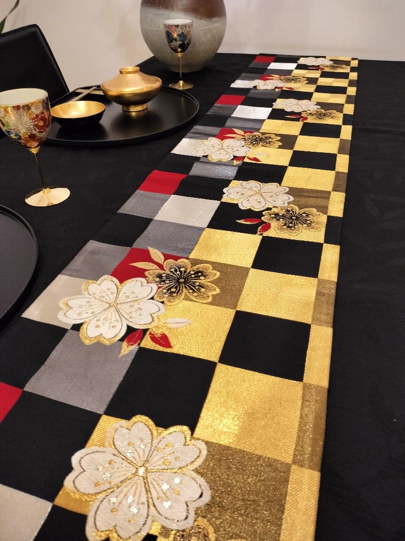 A644★逸品‼️豪華刺繍‼️ひな祭り‼️袋帯正絹テーブルランナー2m16cm