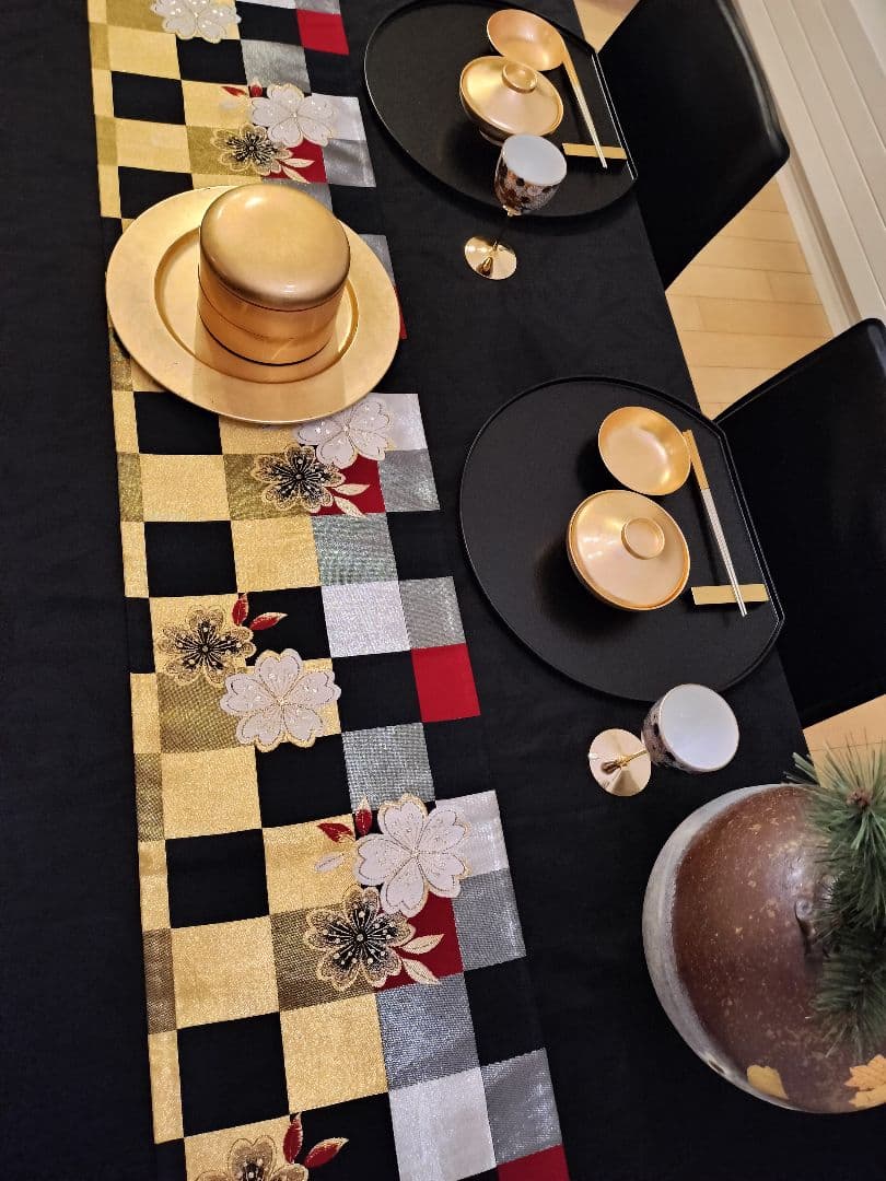 A644★逸品‼️豪華刺繍‼️ひな祭り‼️袋帯正絹テーブルランナー2m16cm