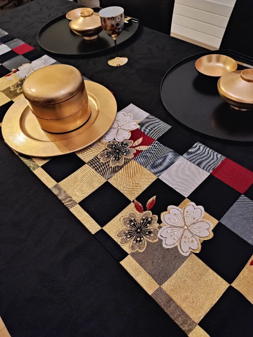 A644★逸品‼️豪華刺繍‼️ひな祭り‼️袋帯正絹テーブルランナー2m16cm