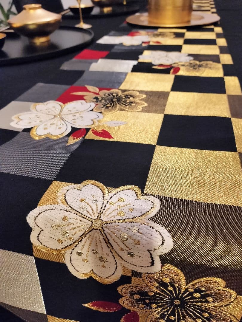 A644★逸品‼️豪華刺繍‼️ひな祭り‼️袋帯正絹テーブルランナー2m16cm