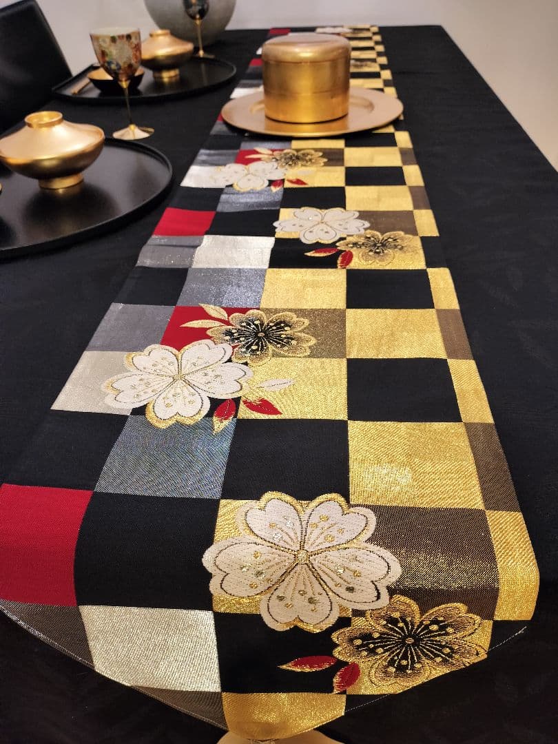 A644★逸品‼️豪華刺繍‼️ひな祭り‼️袋帯正絹テーブルランナー2m16cm