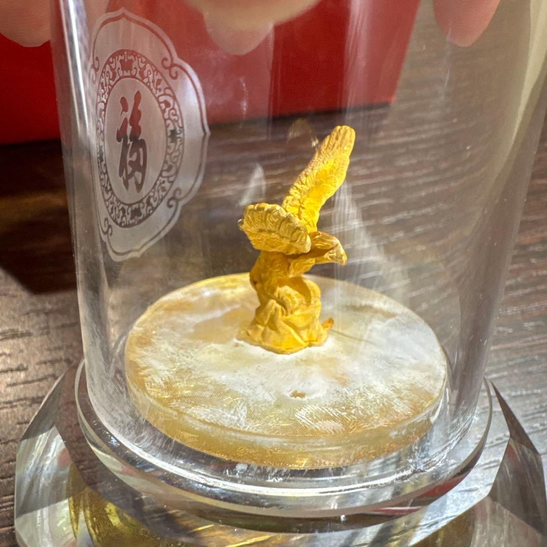 千足金 鶴 鳳凰 置物 金 中国 22金 23金