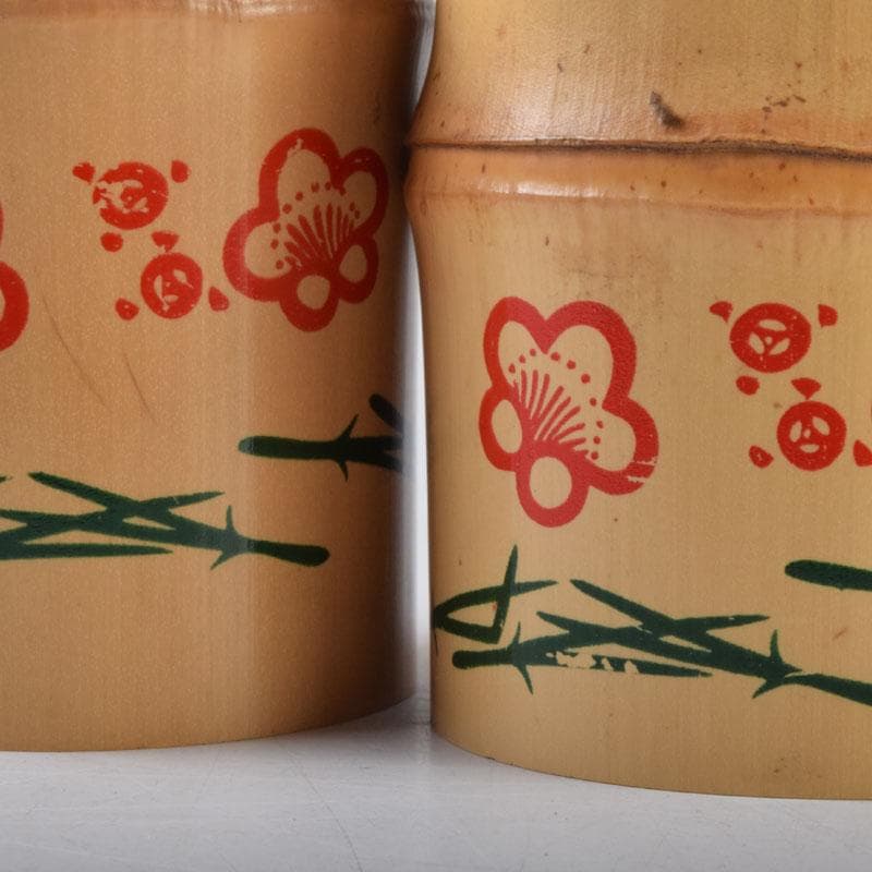 茶道具　黒田正玄作　松竹梅　竹蓋置　一双　表千家十三代即中斎極め箱　V　8698