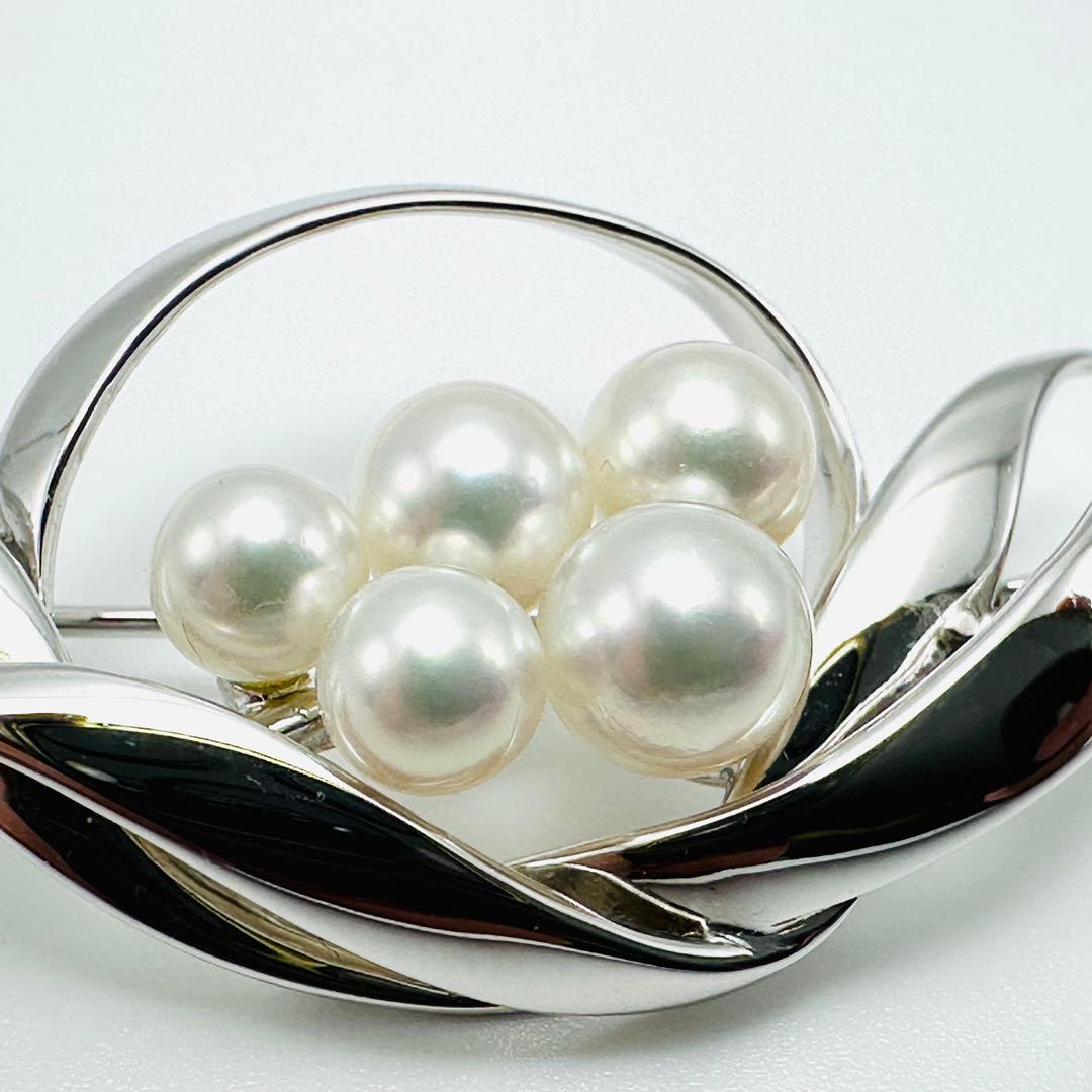 MIKIMOTO ミキモト　シルバーブローチ　アコヤ　真珠　パール　5珠
