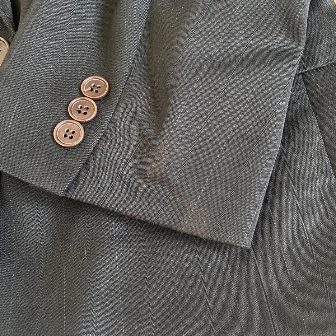 【稀少】スーツ　セットアップ　古着ビンテージ　ダークグリーン　ジャケット　式